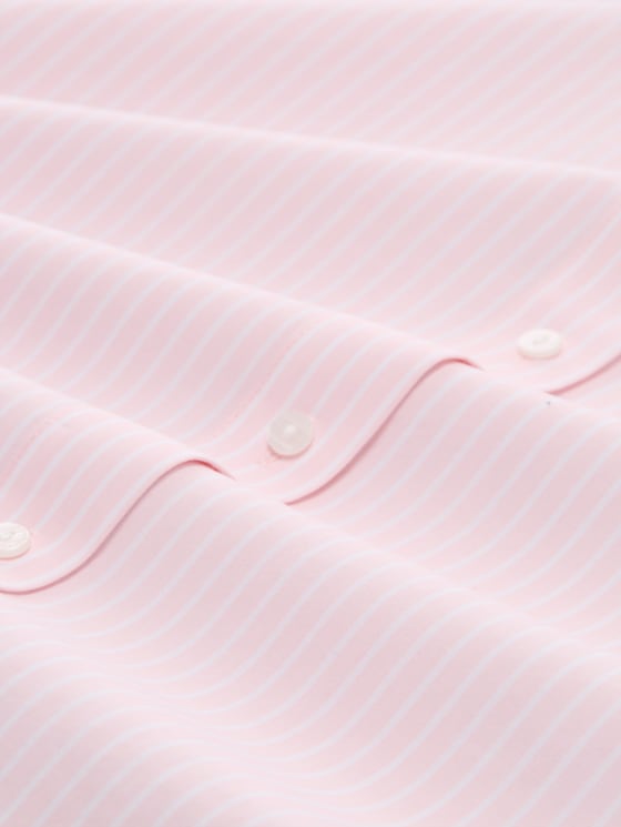 Loose-fit poplin shirt-blouse - light pastel pink stripe