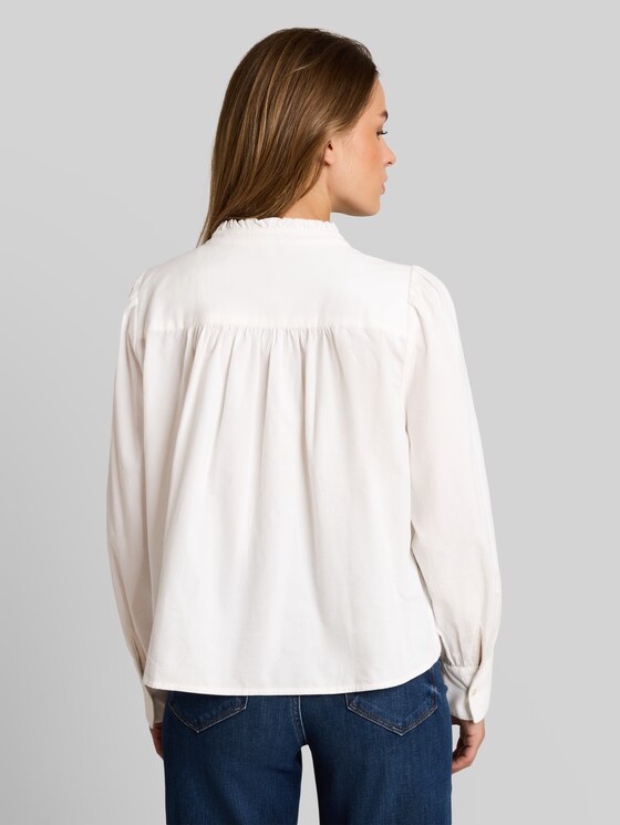 Corduroy blouse with ruffled collar - Whisper White