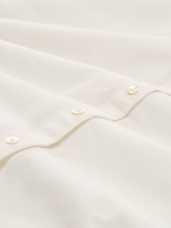 Corduroy blouse with ruffled collar - Whisper White