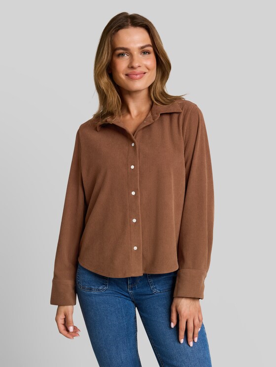 Corduroy shirt-blouse - camel