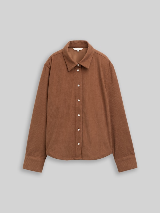 Corduroy shirt-blouse - camel