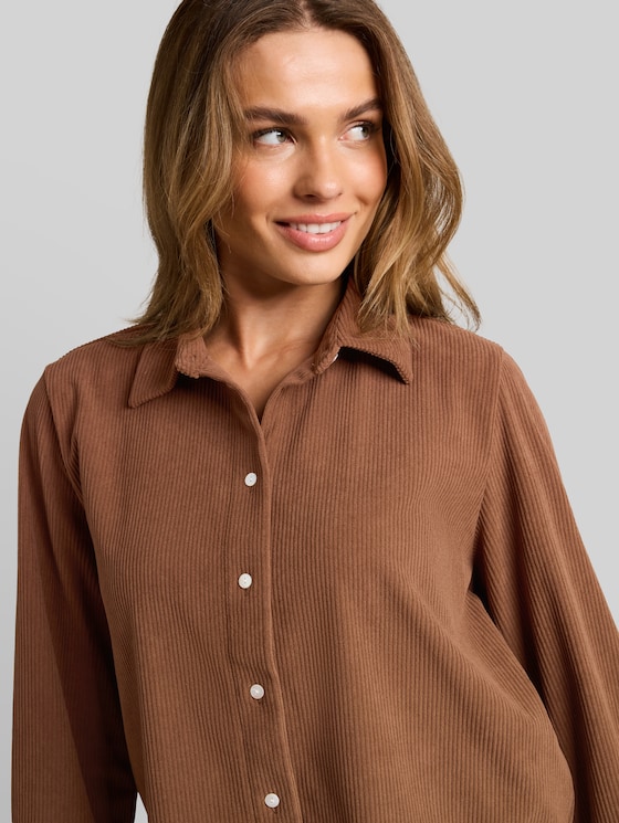 Corduroy shirt-blouse - camel