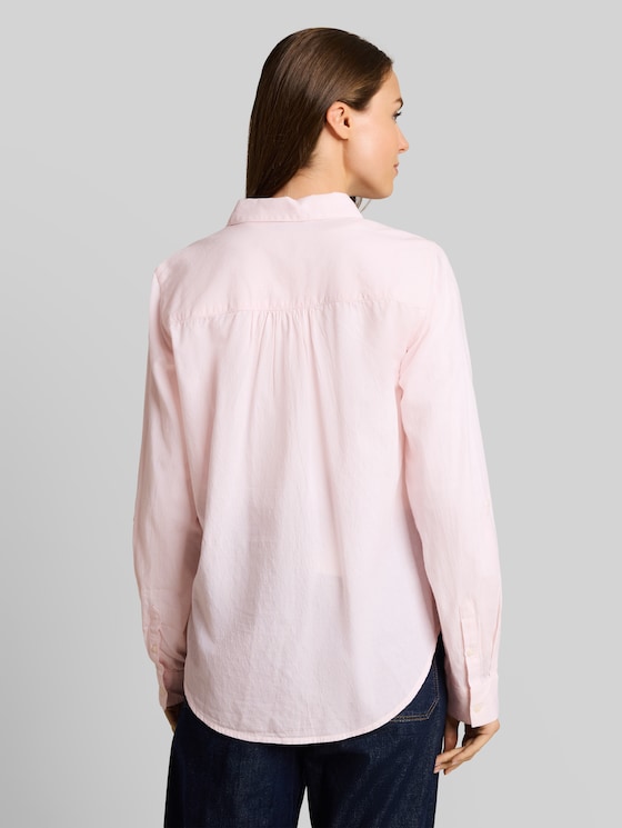 Shirt-style top with turn-up feature - light pastel pink dobby