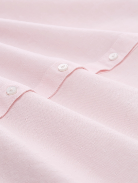 Shirt-style top with turn-up feature - light pastel pink dobby