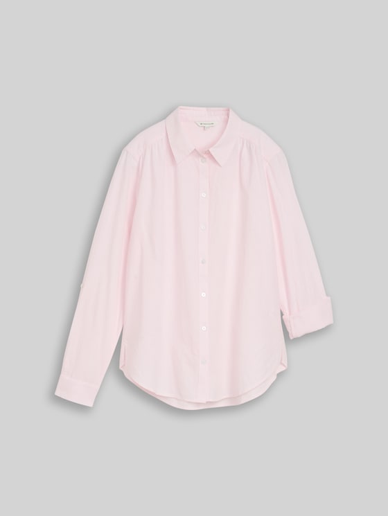 Shirt-style top with turn-up feature - light pastel pink dobby