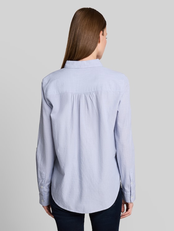 Shirt-style top with turn-up feature - fern blue dobby