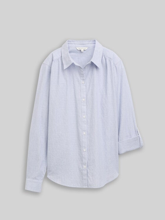 Shirt-style top with turn-up feature - fern blue dobby