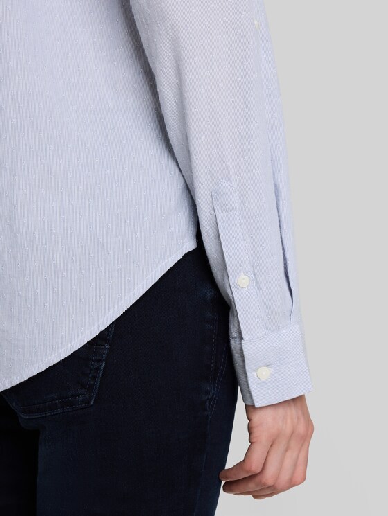 Shirt-style top with turn-up feature - fern blue dobby