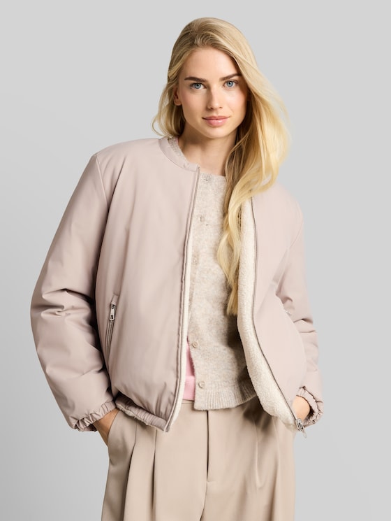 Teddy jacket with reversible design - atmosphere beige