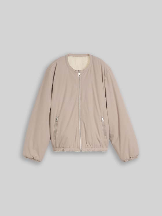 Teddy jacket with reversible design - atmosphere beige
