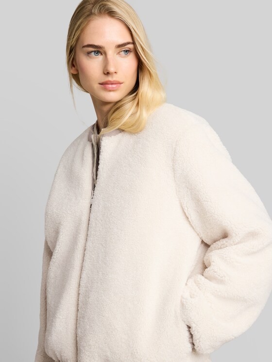 Teddy jacket with reversible design - atmosphere beige