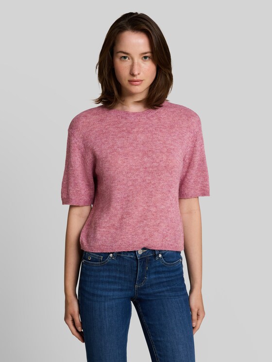 Lightweight knitted jumper with alpaca blend - dusty berry melange