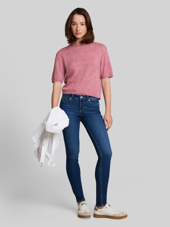 Lightweight knitted jumper with alpaca blend - dusty berry melange