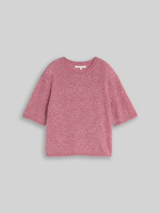 Lightweight knitted jumper with alpaca blend - dusty berry melange