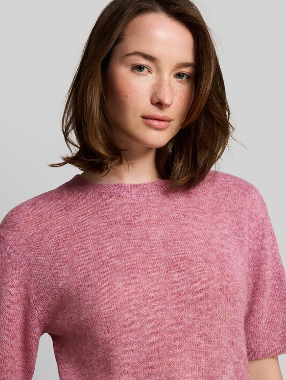 Lightweight knitted jumper with alpaca blend - dusty berry melange