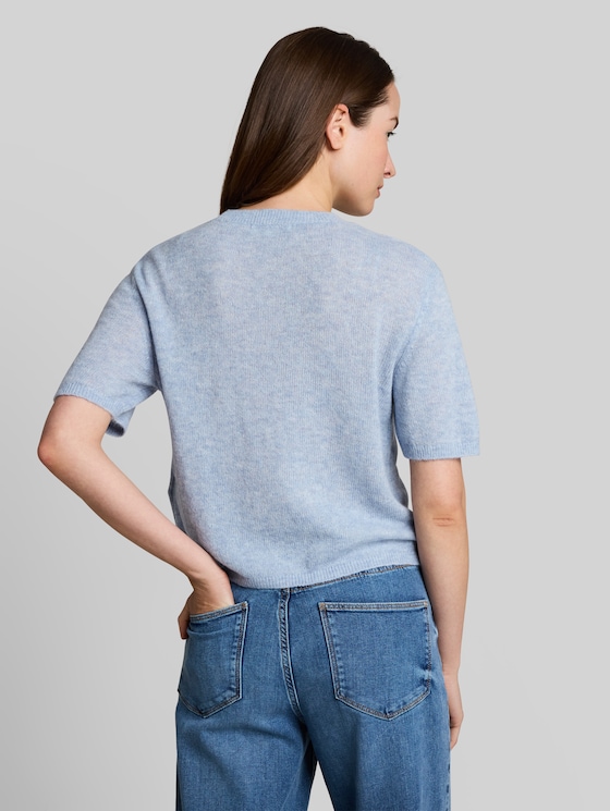 Lightweight knitted jumper with alpaca blend - foggy sky blue melange