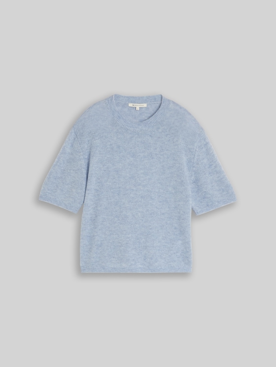 Lightweight knitted jumper with alpaca blend - foggy sky blue melange