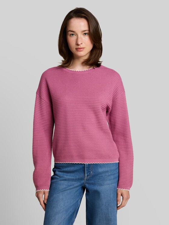 Relaxed-fit knitted jumper - dusty berry