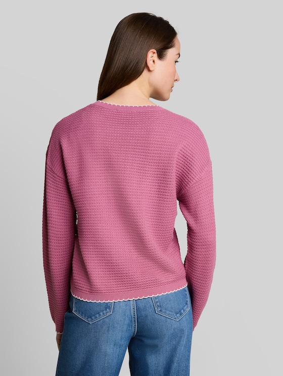 Relaxed-fit knitted jumper - dusty berry