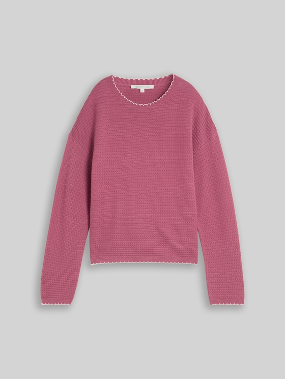 Relaxed-fit knitted jumper - dusty berry