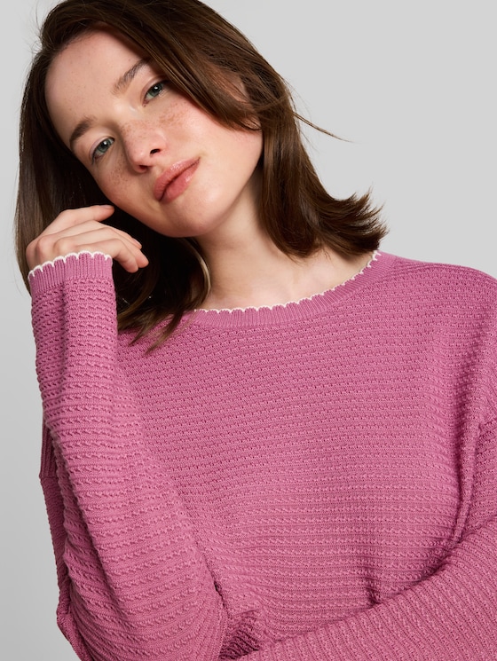 Relaxed-fit knitted jumper - dusty berry