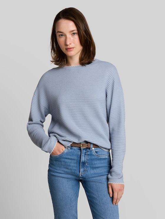 Relaxed-fit knitted jumper - foggy sky blue