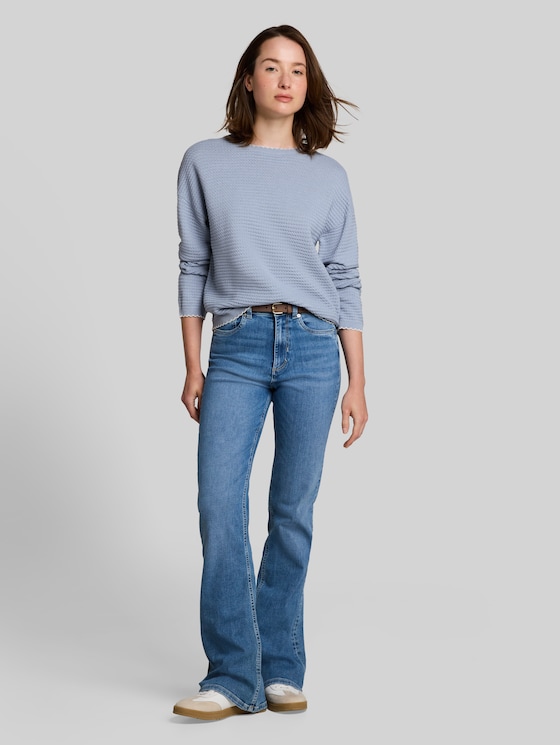 Relaxed-fit knitted jumper - foggy sky blue
