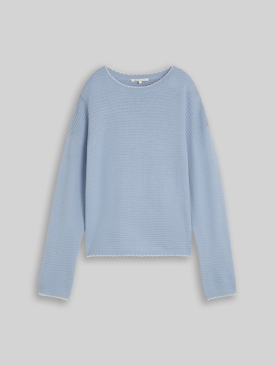 Relaxed-fit knitted jumper - foggy sky blue