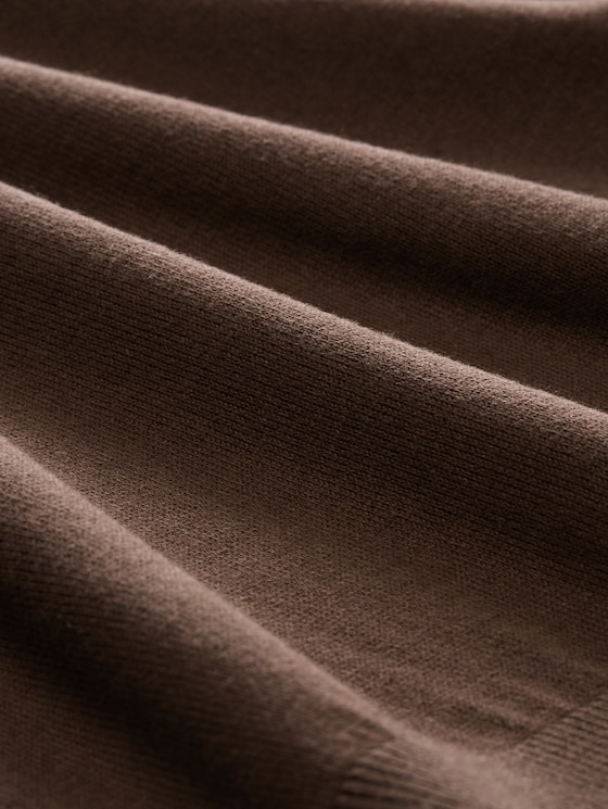 Knitted jumper with polo collar - cool dark brown
