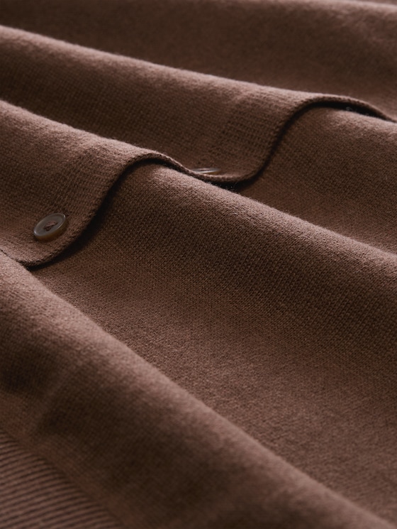 Cardigan with a round neckline - cool dark brown