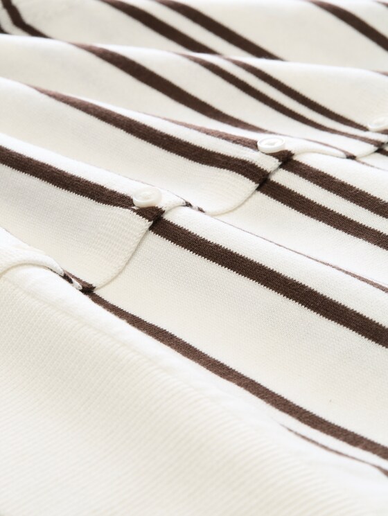 Cardigan with a round neckline - offwhite brown stripe