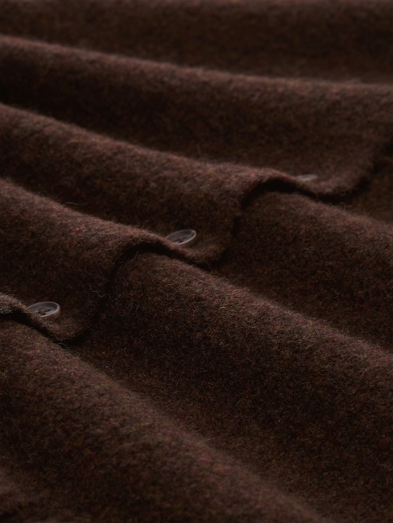 Cosy cardigan with ruffles - cool dark brown melange