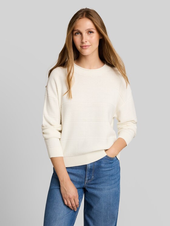 Relaxed-fit cotton knitted jumper - off white