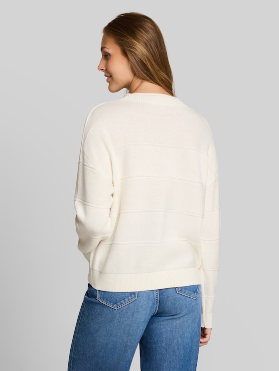 Relaxed-fit cotton knitted jumper - off white