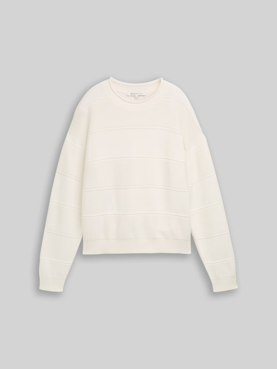 Relaxed-fit cotton knitted jumper - off white