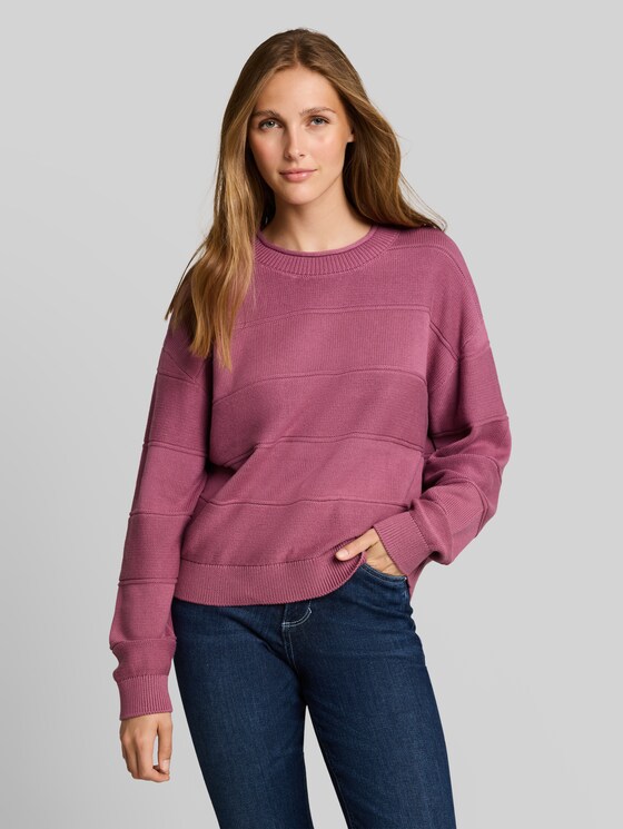 Relaxed-fit cotton knitted jumper - dusty berry