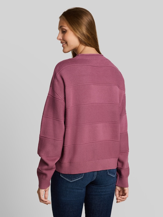 Relaxed-fit cotton knitted jumper - dusty berry