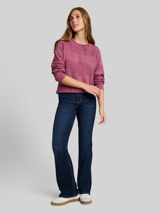 Relaxed-fit cotton knitted jumper - dusty berry