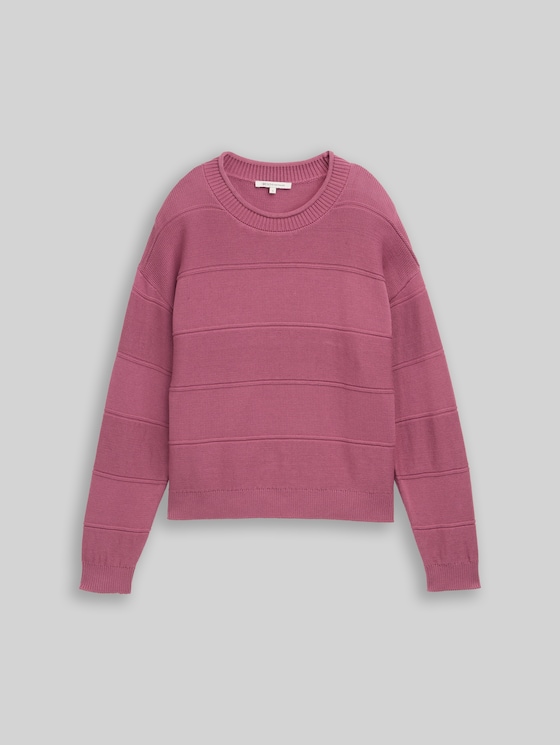 Relaxed-fit cotton knitted jumper - dusty berry
