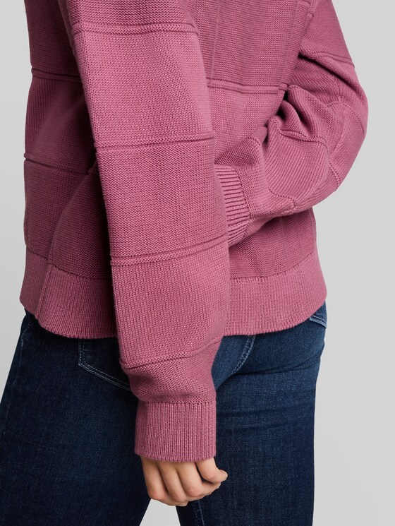 Relaxed-fit cotton knitted jumper - dusty berry