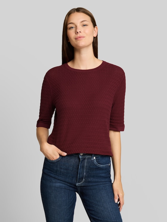 Cotton knitted jumper - Preppy Plum