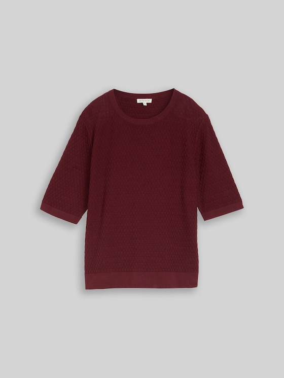 Cotton knitted jumper - Preppy Plum
