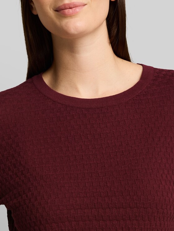 Cotton knitted jumper - Preppy Plum