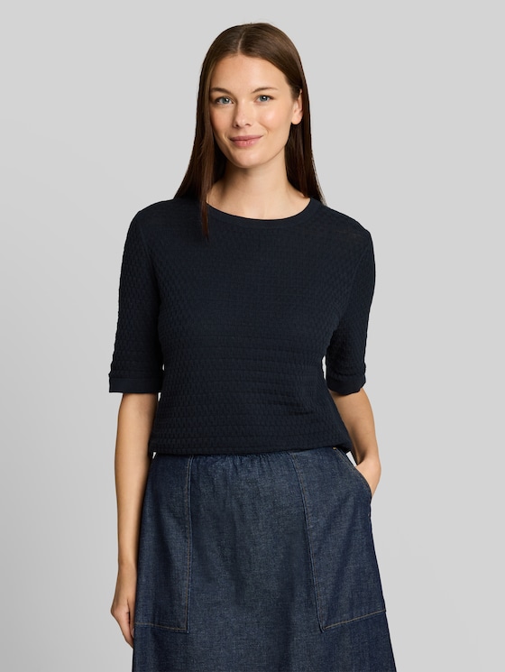 Cotton knitted jumper - sky captain blue