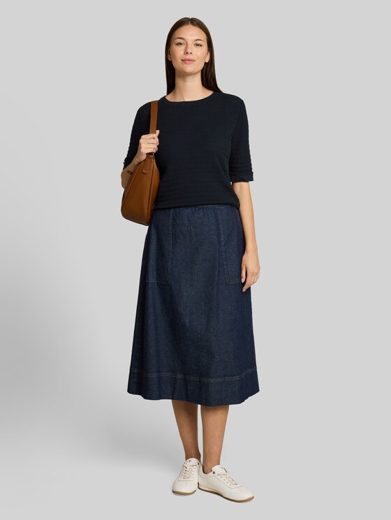 Cotton knitted jumper - sky captain blue