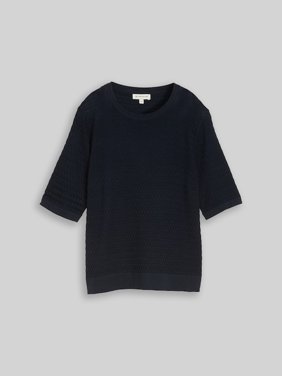 Cotton knitted jumper - sky captain blue