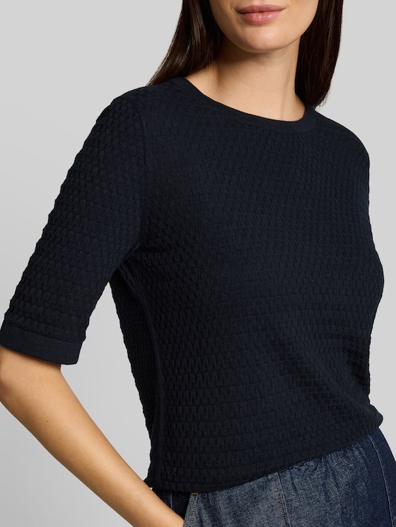 Cotton knitted jumper - sky captain blue
