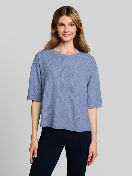 Loose-fit knitted jumper - fern blue melange