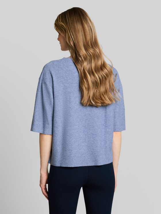 Loose-fit knitted jumper - fern blue melange