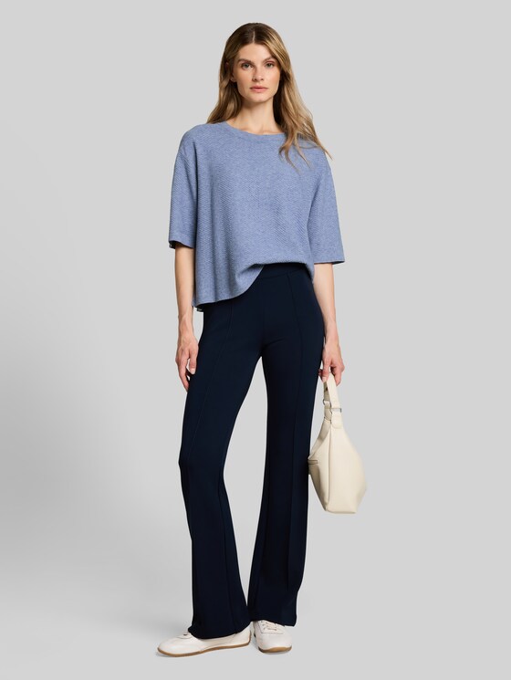 Loose-fit knitted jumper - fern blue melange